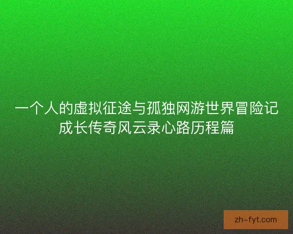 一个人的虚拟征途与孤独网游世界冒险记成长传奇风云录心路历程篇